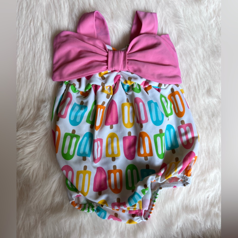 Mud Pie Pink and Multicolor Popsicle Kids Swim One Piece